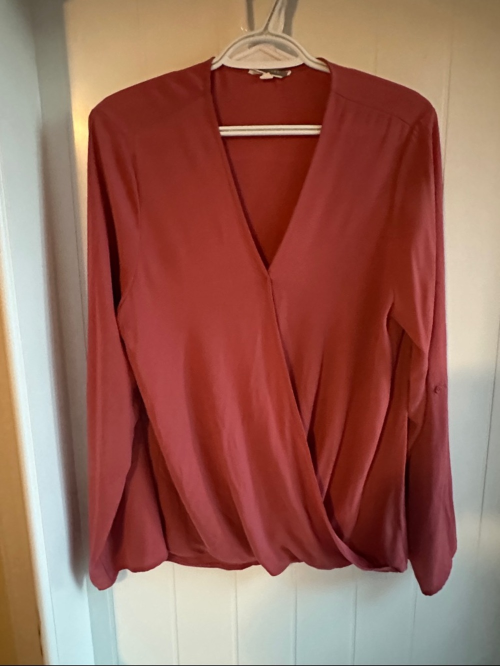 Pleione Dusty Rose Surplice Wrap Blouse